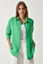 Women's Green Oversize Linen Ayrobin Shirt DD01222 - 5