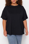 Siyah Bisiklet Yaka Sırt Baskılı %100 Pamuk Örme T-Shirt TBBSS23BF00024 - 4
