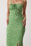 Women's White Green Floral Slit Summer Knitted Dress CI00029 - 3
