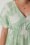 Women's Green Tropical Patterned Summer Raw Linen Dress BP00156 - 6
