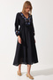 Women's Black Embroidery Detailed Oversize Linen Dress RG00027 - 4