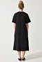 Women's Black Crew Neck Loose Comfortable Combed Cotton Dress BP00158 - 7
