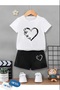 Girl's ''Butterfly Heart'' Printed T-Shirt-Shorts Set