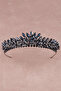 Crystal Jewelled Bridal Crown For Wedding Princess Bride Costume Crown Navy Blue - 3