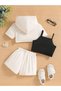 Children's Los Angeles Printed Hooded Crop T-Shirt, Strappy Crop Top and Shorts Set - 2