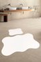 Asia 2-Piece Powder 80x140 50x70 Cm Large Size Bath Mat Set Non-Slip Base Toilet Seat Set CREAM