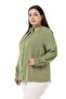Plus Size Pistachio Green Shirt with Halter Detail and Cuffs - 5