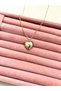 Women's Curved Heart Model Vintage Gold Heart Necklace - 5