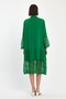 Women's Green Buttoned Placket Collar Sleeves and Skirt Laced Detail Dress - 4