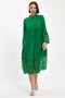 Women's Green Buttoned Placket Collar Sleeves and Skirt Laced Detail Dress - 3