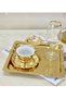 4 Pieces Titanium Plated Gold Stainless Steel Coffee Serving Presentation Tray & Saucer (21X21CM) - 5