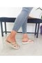 Skin Color Genuine Leather Banded Flat Sole 36-37-38-39-40 Size Women's Slippers - 5