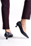 Genuine Leather Navy Blue Women's Leather Heeled Shoes Trc-63817 - 8