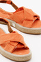 Women's Orange Cross-Strapped Ankle Strap Straw Knitwear Sandals - 3