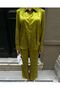 Oil Green Chain Patterned Satin Set - Bottom-Top Set - 3