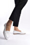 Leona Monroe White Women's Genuine Leather Loafer Daily Shoes - 2