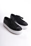 Juliana Monroe Black Women's Lace-Up Genuine Leather Sneaker Daily Shoes