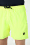 Men's Neon Yellow-black Garnished Embroidered Pool-Sea Shorts - 6