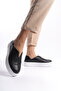 Helena Monroe Black Laceless Genuine Leather Sneaker Daily Shoes - 3