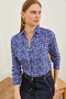Women's Heart Lilac Patterned Woven Viscose Shirt GML-19001204 - 3