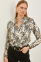 Women's Beige Black Patterned Woven Viscose Shirt GML-19001204