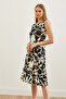 Women's White Black Pocket Flared Dress ELB-19000480 - 4