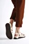 Genuine Leather Beige Women's Leather Sandals Crz-21458 - 4