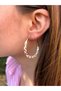 Bym099 Round Blue Green Knitted Model Daily Evening Dress Rose Gold Hoop Women's Steel Earrings