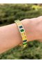 Anti Allergic Domino Anti-Tarnish Gold Emerald Stone Women's Bracelet