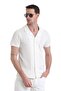 White Regular Fit Plain 100% Cotton Polo Neck T-Shirt - 3