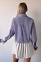 Women's Shirt - Cuff and Pockets Garnished - Striped Oversize Crop Woven Shirt - 3
