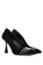 Women's Genuine Leather Black Suede Heeled Shoes - 5