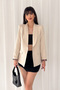 Women's Double Breasted Collar Buttonless Pocket Leopard Print Lined Foldable Sleeve Blazer Jacket - 6