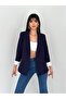 Women's Striped Double Breasted Blazer Jacket - Buttonless and Foldable Sleeve