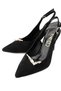 Women's Genuine Leather Black Suede Heeled Shoes - 5