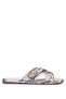 Women's Genuine Leather Beige Flat Slippers