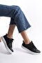 Gemma Monroe Black Women's Lace-Up Genuine Leather Sneaker Daily Shoes - 3