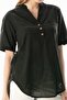 Short Sleeve Shile Cloth Acacia Summer Blouse Black Black - 3