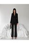 Women's Striped Belted Jacket Trousers Set Black - 8