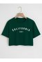 Women's Oversize Crew Neck California Printed Crop T-shirt