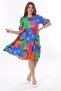 Women's Plus Size Cobalt Blue Woven Viscose Fabric Short Sleeve Layered Dress 65N37762