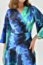 Printed Satin Fabric Belted Short Bat Sleeve Wrap Cut Double Breasted Collar Satin Evening Dress 24Y2261 - 5