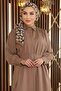 Stone Detailed Belted Dress Mink 19115 - 2