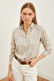 Women's Beige White Patterned Woven Viscose Shirt GML-19001204 - 3