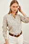Women's Beige White Patterned Woven Viscose Shirt GML-19001204 - 5