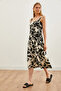 Women's Black and White Zipped Patterned Knitted Dress ELB-19000615 - 4