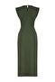 Khaki A-line Midi Woven Dress TWOSS24EL00601 - 8