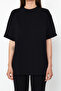 Siyah %100 Pamuk Oversize Kalıp İspanyol Paça Örme T-shirt/Pantolon Alt-Üst Takım TWOSS24AU00059 - 4