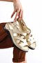 Genuine Leather Beige Women's Leather Sandals Crz-21458 - 2