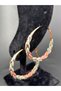 Bym099 Round Blue Green Knitted Model Daily Evening Dress Rose Gold Hoop Women's Steel Earrings - 4